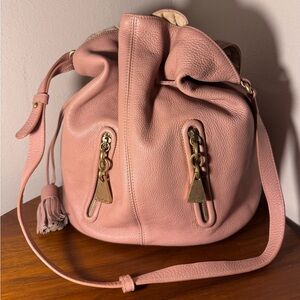 SeeByChloe Cherry Bucket Bag in Pink Leather